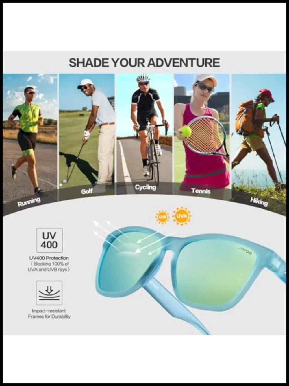 Polarized Sports Sunglasses UV400 Protection Tangle Free Retro Trendy